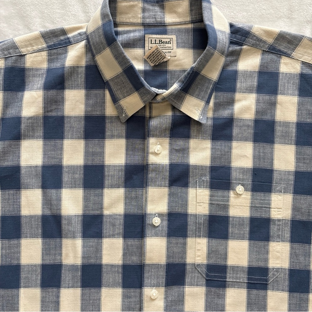 L.L. Bean Men's XL Traditional Fit Short Sleeve Button Down Plaid Shirt